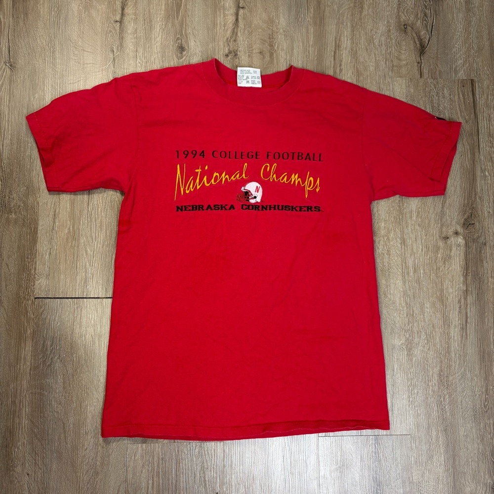 VTG Nebraska Cornhuskers 1994 National Champions Embroidered T Shirt Red Large
